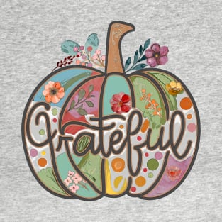 Grateful Pumpkin Fall Flower Country Hippie Art T-Shirt